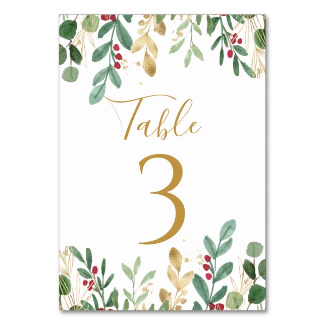 Tarjeta De Mesa Greeneration Foliage Red Berry Navidad Boda (Anverso)
