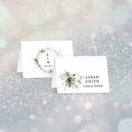 Tarjeta De Mesa Greenery and Gold Wedding Table Place Card