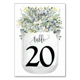 Tarjeta De Mesa Greenery Eucalyptus Mason Jar Boda