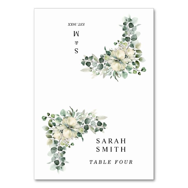 Tarjeta De Mesa Greenery Eucalyptus Wedding Place Cards (Anverso)