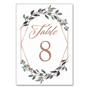 Tarjeta De Mesa Greenery Geo Boda de Oro Rosa