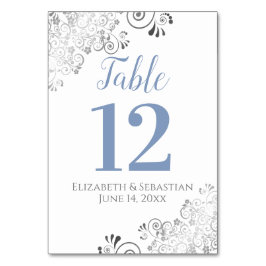 Tarjeta De Mesa Gris azul sobre el Boda de un amigo blanco elegant