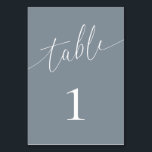 Tarjeta De Mesa Gris azul turbio elegante Minimalista<br><div class="desc">Bonita tarjeta con número de mesa,  elegante,  moderna y minimalista. Personalizable completo. **NOTA: Para pedir,  simplemente ajusta tu número de tabla y agrega cada número por separado a tu carrito. Después,  descúbrete una vez que hayas terminado.</div>