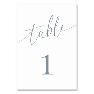 Tarjeta De Mesa Gris azul turbio elegante Minimalista 1 número de