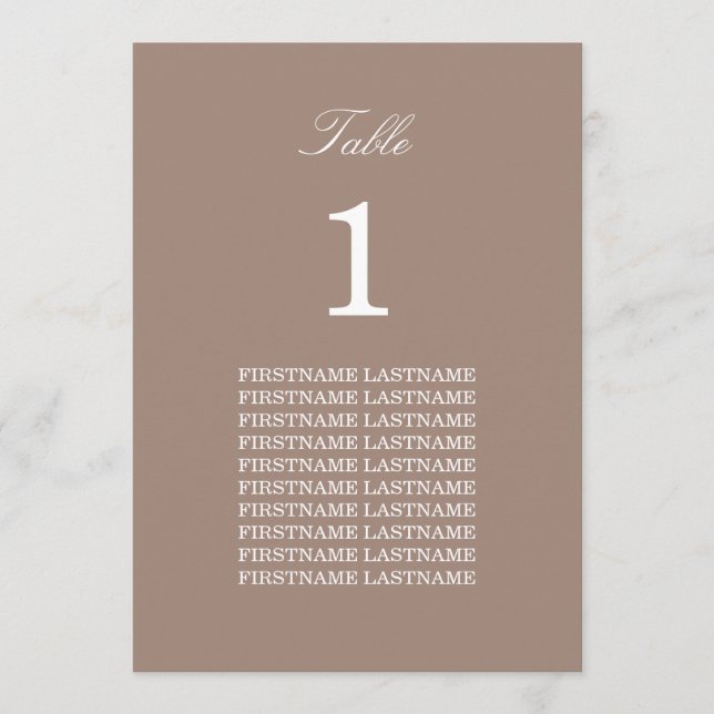 Tarjeta de mesa gris claro con nombres de invitado (Anverso)