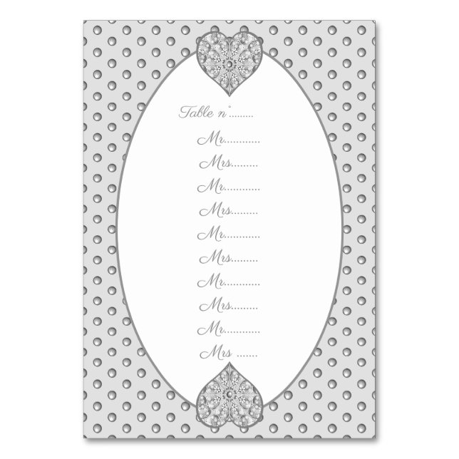 Tarjeta De Mesa Gris de encaje cerámico (Anverso)