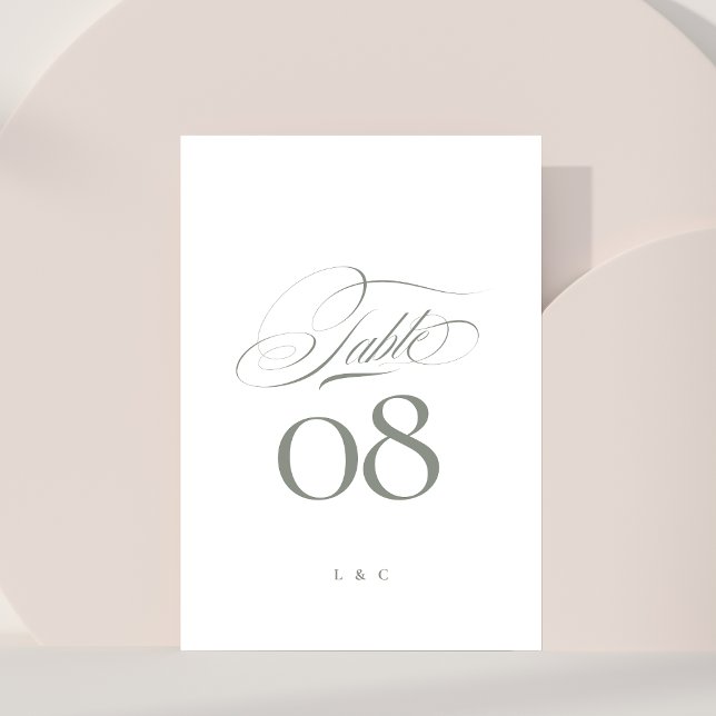 Tarjeta De Mesa Gris elegante sobre Boda de caligrafía blanca (Subido por el creador)