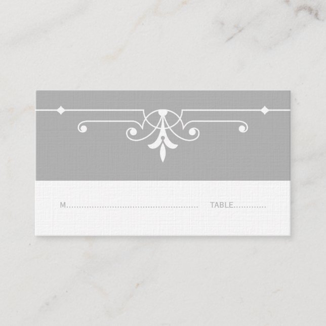 Tarjeta De Mesa Gris Fancy Ornamental Place Card (Anverso)