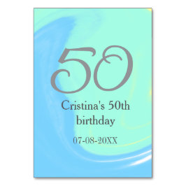 Tarjeta De Mesa Gris verde azul 50 cumpleaños añadir fecha retro