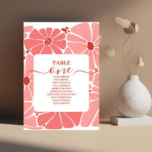 Tarjeta De Mesa Groovy boda moderno de margarita rosa