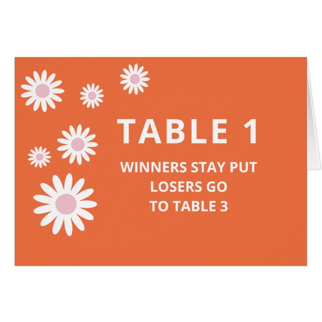 Tarjeta De Mesa Groovy Naranja Bunco Para El Cuadr (Anverso (Horizontal))