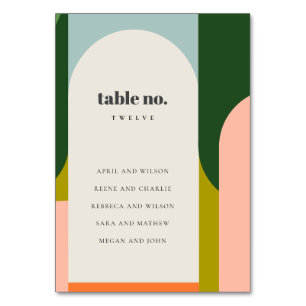 Tarjeta De Mesa Groovy Retro Arch Resumen Boda audaz