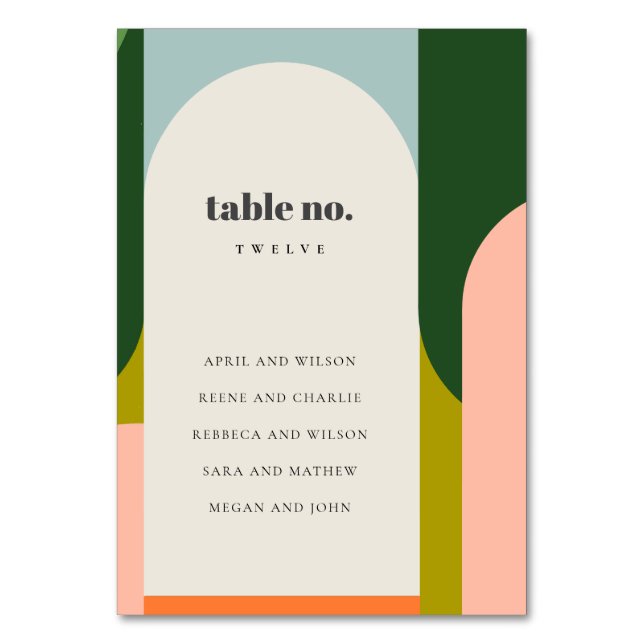 Tarjeta De Mesa Groovy Retro Arch Resumen Boda audaz (Anverso)