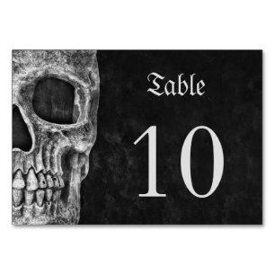 Tarjeta De Mesa Grunge Blanco Y Negro De Guay De Media Calavera Gó