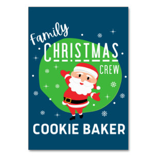 Tarjeta De Mesa Grupo familiar Navidades Fiesta Pajamas Cookie Bak
