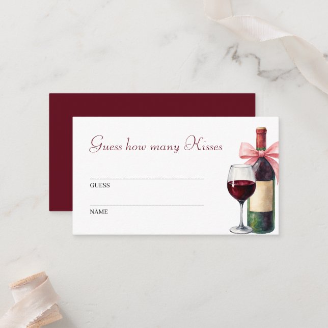 Tarjeta De Mesa Guess How Many Kisses Wine Bridal Shower Game (Anverso/Reverso In Situ)