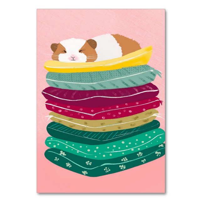 Tarjeta De Mesa Guinea Pig Sleeping Cute Animals Pet Owner Gift (Anverso)