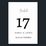 Tarjeta De Mesa Guión blanco y negro elegante personalizado<br><div class="desc">Elegante tarjeta de número de tabla personalizada de escritura en blanco y negro</div>