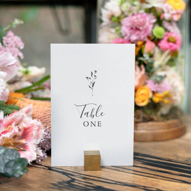 Tarjeta De Mesa Guión botánico simple Boda del Boho blanco negro (Subido por el creador)