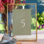 Tarjeta De Mesa Guión caprichoso | Número de tabla verde de sabio<br><div class="desc">Presentamos nuestro impresionante guión caprichoso | número de mesa verde sabio perfecto para su simple celebración moderna de primavera boho. Nuestro elegante diseño incluye una vibrante paleta de colores pastel y luminosa con un guión de caligrafía de moda vintage. Ya sea que prefiera un estilo minimalista o clásico, nuestro exclusivo...</div>