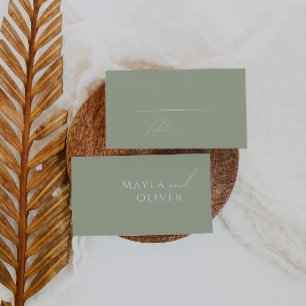 Tarjeta De Mesa Guión caprichoso   Sage Green Flat Boda