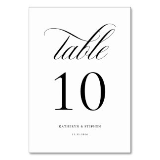 Tarjeta De Mesa Guión clásico Elegante Tabla de bodas número 10