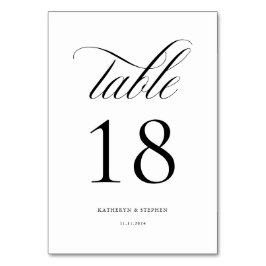 Tarjeta De Mesa Guión clásico Elegante Tabla de bodas número 18