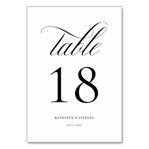 Tarjeta De Mesa Guión clásico Elegante Tabla de bodas número 18