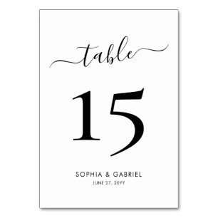 Tarjeta De Mesa Guión de caligrafía Boda Minimalista doble lado