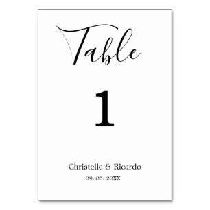 Tarjeta De Mesa Guión de caligrafía simple boda
