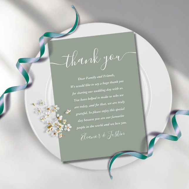 Tarjeta De Mesa Guión de firma Bodas Sage Agradecimiento (Subido por el creador)