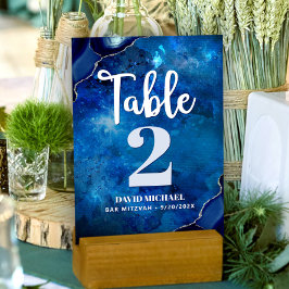 Tarjeta De Mesa Guión de la galaxia acuática de la marina Mitzvah