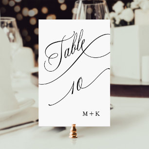 Tarjeta De Mesa Guión de lujo Negro y Blanco Boda número 10,