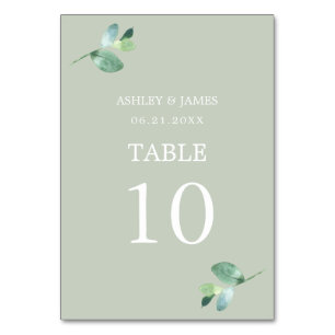Tarjeta De Mesa Guión de moda Eucalyptus Foliage Green Boda
