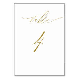 Tarjeta De Mesa Guión elegante blanco y dorado minimalista No 4 Bo