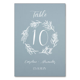 Tarjeta De Mesa Guión floral simple azul turbio Moda mínima