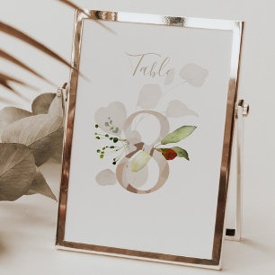 Tarjeta De Mesa Guión manuscrito floral ruso 8 Boda