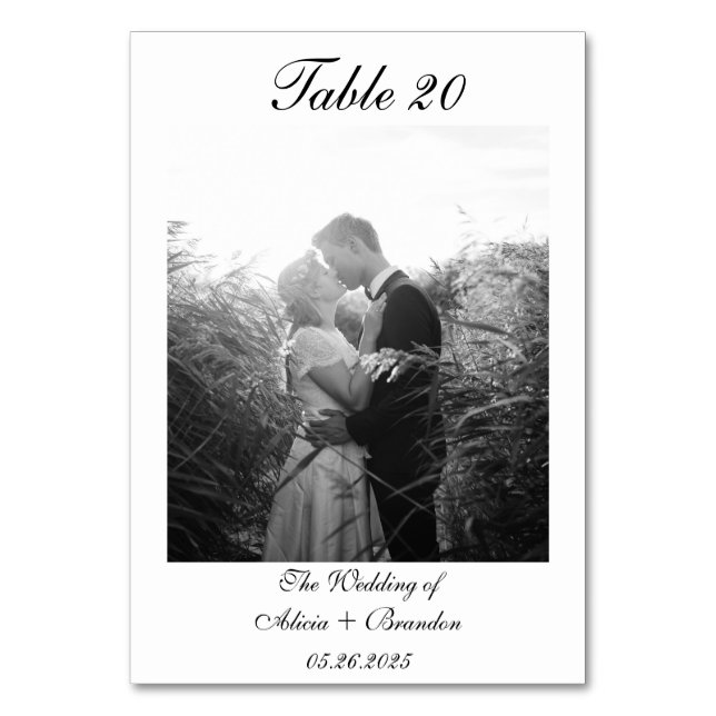 Tarjeta De Mesa Guión mínimo de caligrafía blanca en negro (Anverso)