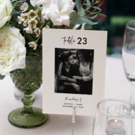 Tarjeta De Mesa Guión mínimo de caligrafía blanca en negro