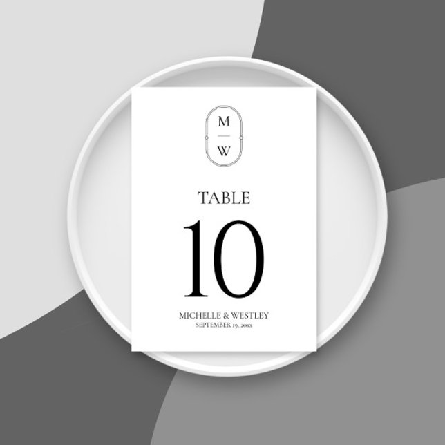 Tarjeta De Mesa Guión mínimo simple Boda blanco y negro (Subido por el creador)
