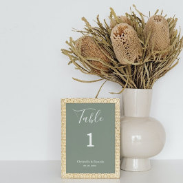 Tarjeta De Mesa Guión simple de caligrafía de boda de sabios