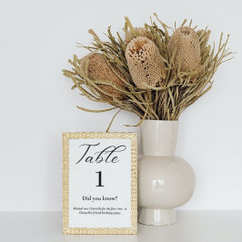 Tarjeta De Mesa Guión simple Hechos divertidos boda número de tabl