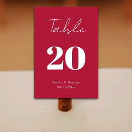 Tarjeta De Mesa Guión simple moderno Viva Magenta Boda mínimo