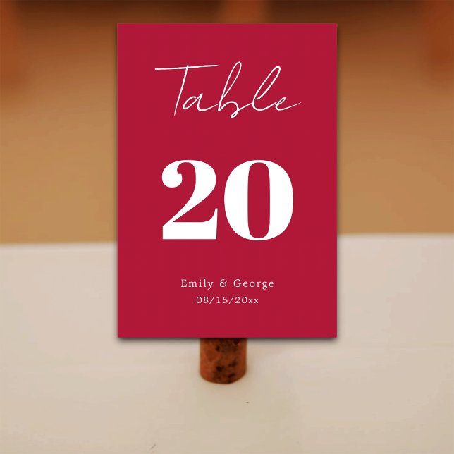 Tarjeta De Mesa Guión simple moderno Viva Magenta Boda mínimo (Subido por el creador)