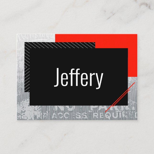 Tarjeta De Mesa Guión simple, negro, gris, franja blanca (Anverso)