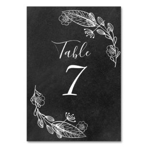 Tarjeta De Mesa Guirnalda floral dibujada a mano en pizarra