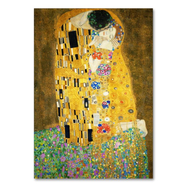 Tarjeta De Mesa Gustav Klimt La Pintura Art Nouveau del Kiss (Anverso)