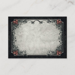 Tarjeta De Mesa Halloween Black & Grey Red Roses BLANK Place Card