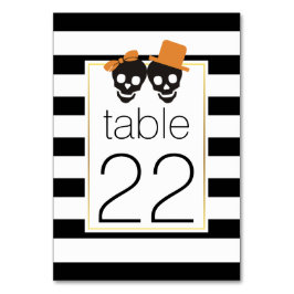 Tarjeta De Mesa Halloween cráneo rayas número de tabla boda