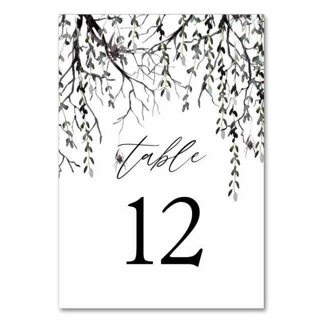 Tarjeta De Mesa Halloween de araña y pelucas - Blanco (Anverso)